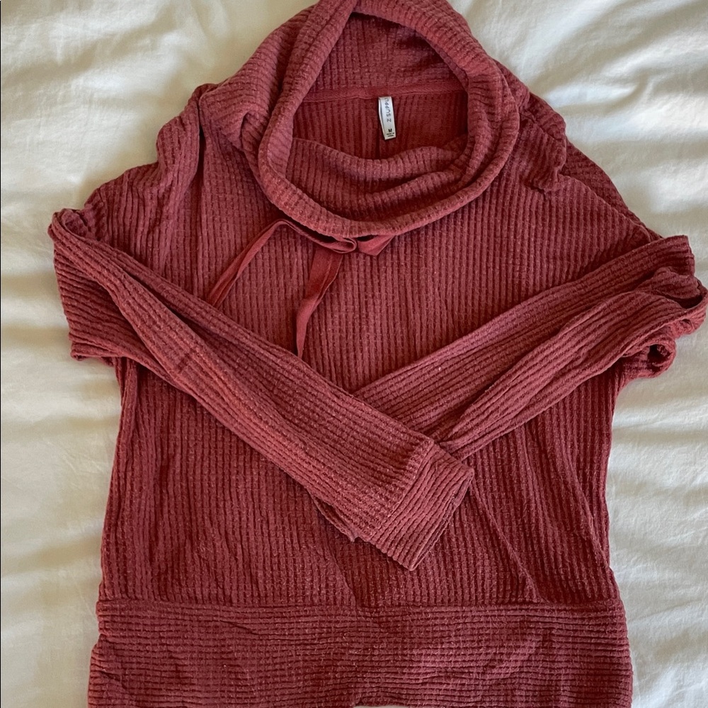 Z Supply Cozy Ribbed Cowl Neck Sweater - Rust